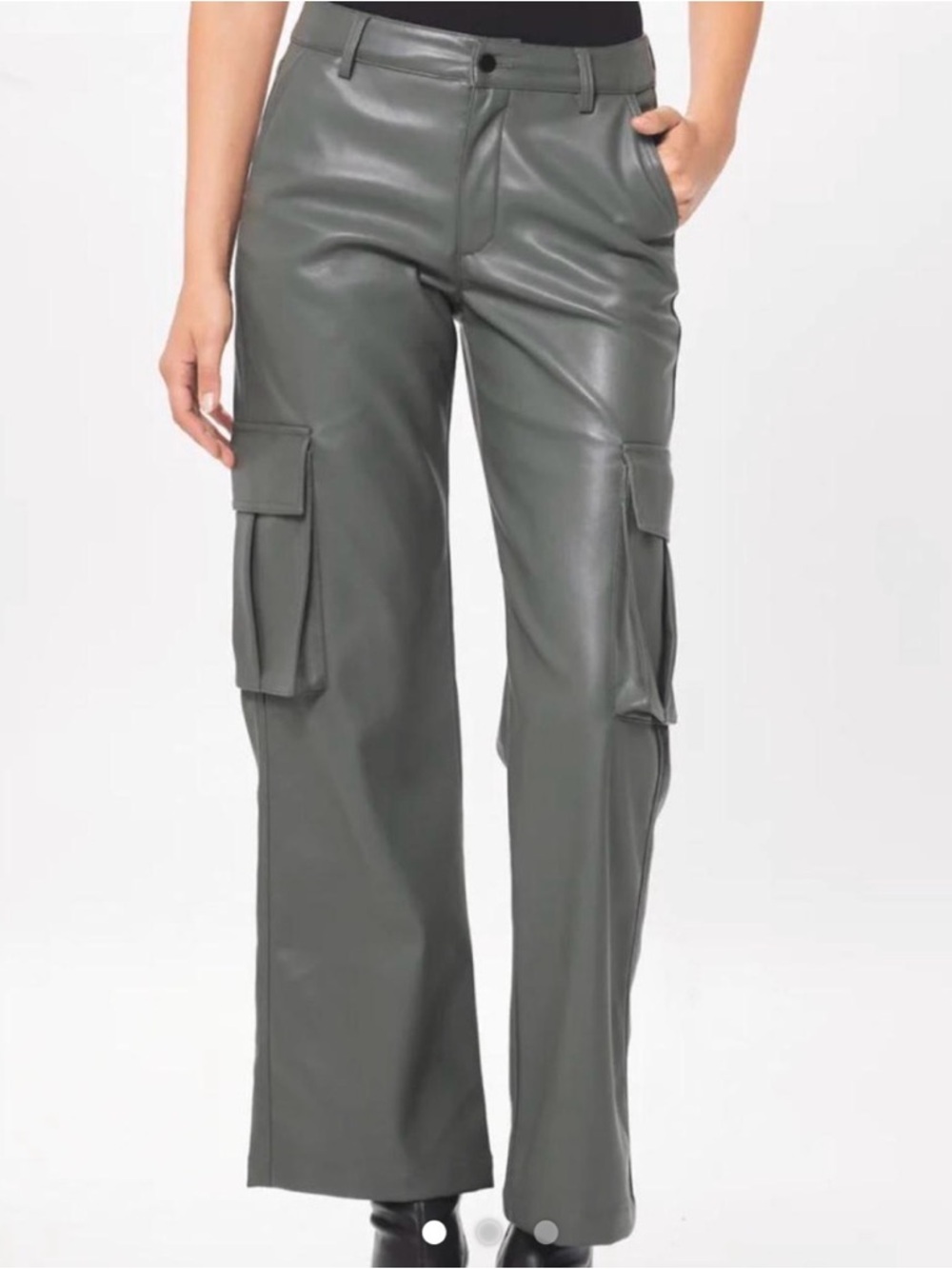 Vintage Havana Gravel Wide-Leg Faux Leather Cargo Pants